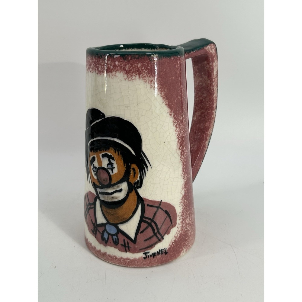 Hand-painted Ceramic Clown Face Mug Signed Jimenez